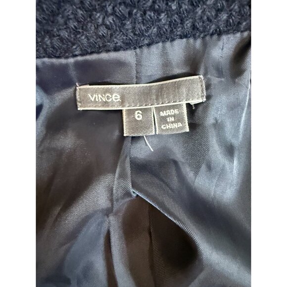 Vince Womens Navy Wool Blend Woven Button Blazer Size 6 Academia Preppy Designer - Picture 11 of 16